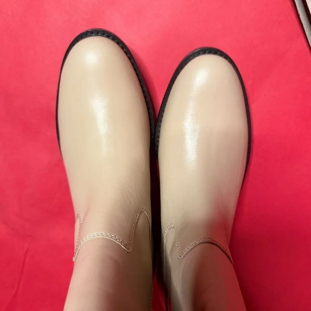 J.Crew Leather Riding Boots – Size 8.5 – Neutral Beige Classic Tall Boots - Picture 7 of 12